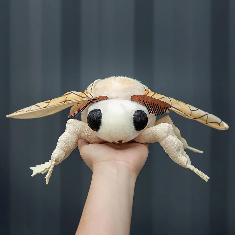Soft Silkworm Moth Plush Toy Cute Simulated Insect Animal Exquisite Fuzzy Winged Bug Decorative Ornament Kids Gift Home Decor
