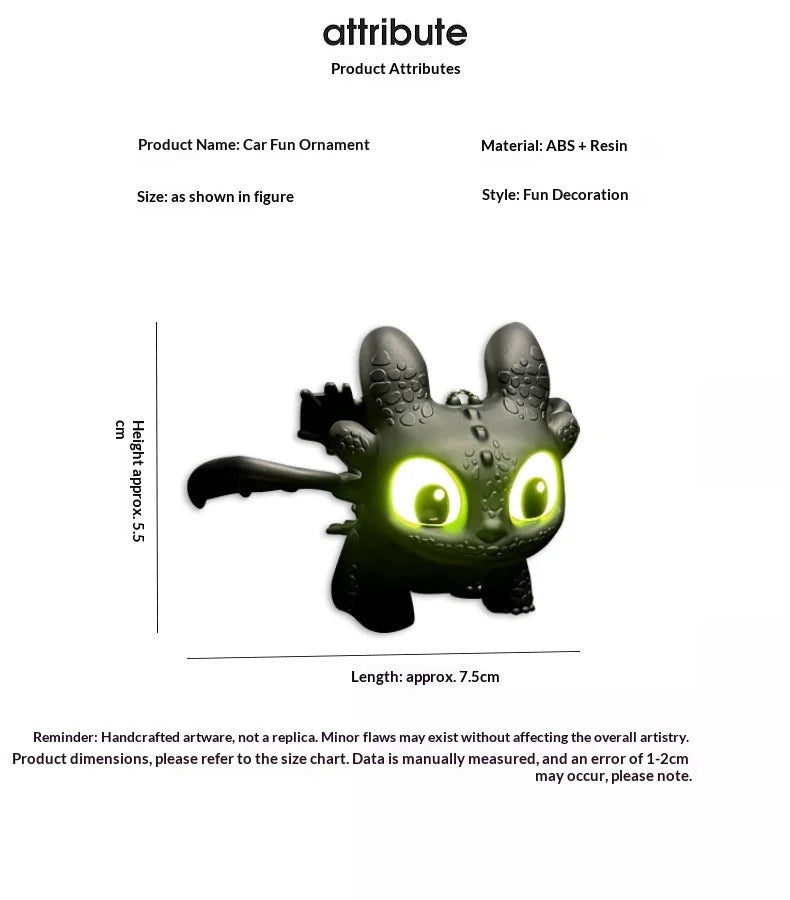 Genuine Cute Glowing Toothless Car Interior Ornament, Night Fury Wings Can Move Car Dashboard Decoration Car Hanging Accessory