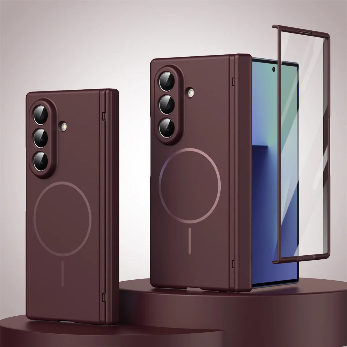 Hinge Protective Magnetic Phone Case for Samsung Galaxy Z Fold 7 6 5 4 3 5G for Magsafe Fold7 Fold6 with Screen Protector Cover
