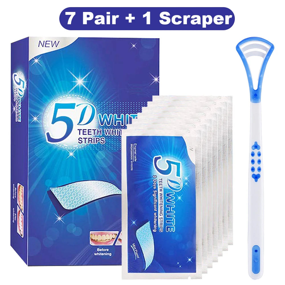 5D White Teeth Whitening Strip Whitening Gel Whiter Strip Removing Smoking Coffee Stain Effective Home Use Tooth Whitening Kit
