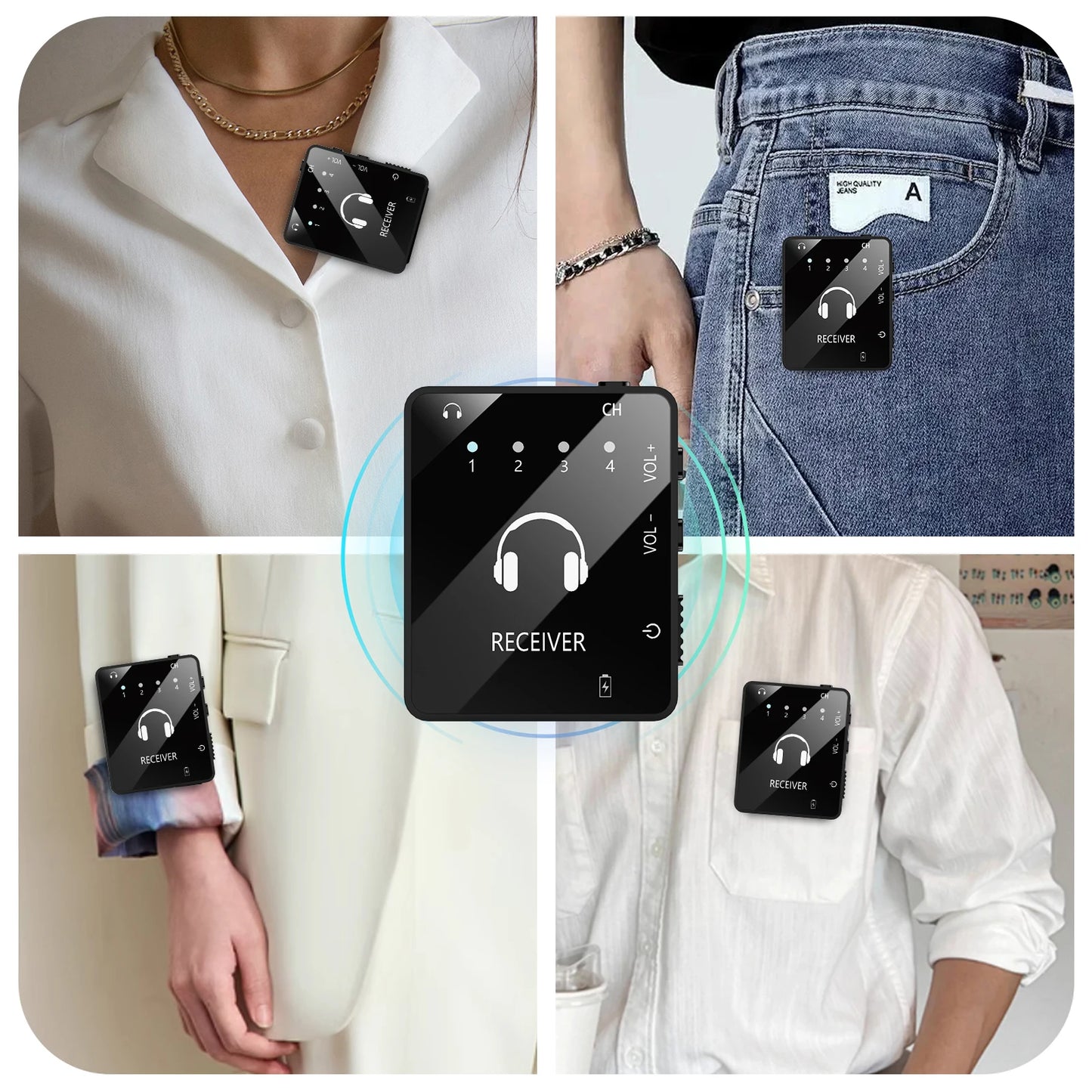 IEM System, Wireless In Ear Monitoring System with Transmitter and Lavalier Receiver, SUID Lavalier Receiver, for Band Rehearsal