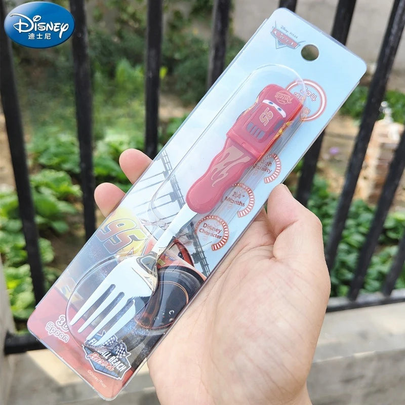 DisneyCarLightning McQueen cutlery Set Animated Cartoon 304 stainless steel fork and spoon Box 3D children's Christmas gift toys