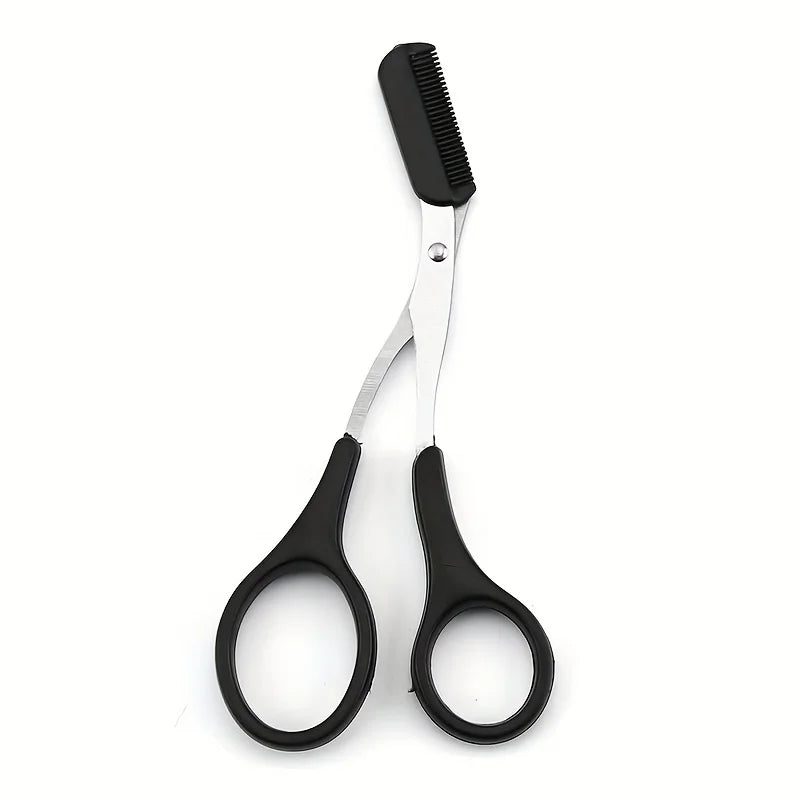 1/2pcs Stainless Steel Built-in Comb Eyebrow Scissors Pink Handle Precision Beauty Tool,Durable Metal Structure, Eyebrow Trimmer