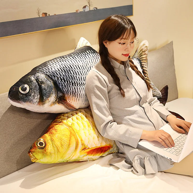 1pc 40/60cm 3D Simulation Gold Fish Plush Toys Stuffed Soft Animal Carp Plush Pillow Creative Sofa Pillow Cushion Gift Kids Toy