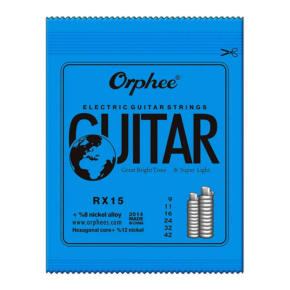 Orphee Electric Guitar Strings Set RX Series Hexagonal Carbon Steel 6 String for Electric Guitar Accessories Practice Use