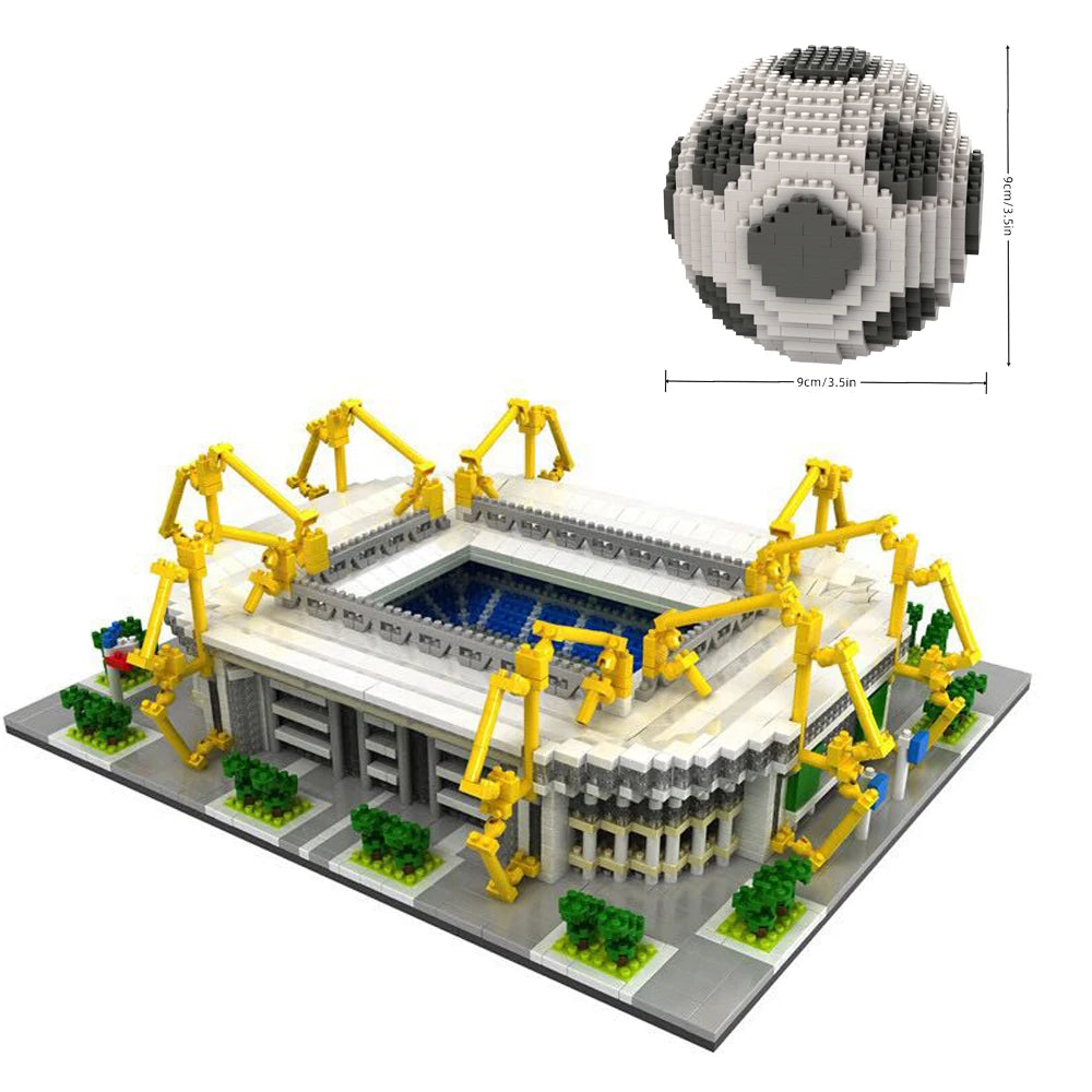 Knew Built Madrid Soccer Stadium with Soccer Ball Micro Blocks, Building Toys, Experience the Joy of Footballive, Good Deco Gift