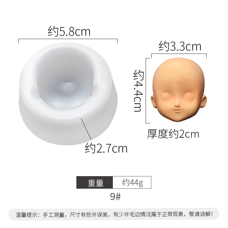 3D Baby Face Silicone Molds Human Facial Mould DIY Doll Modified Polymer Clay Fondant Cake Decor Action figure Handmade Mold