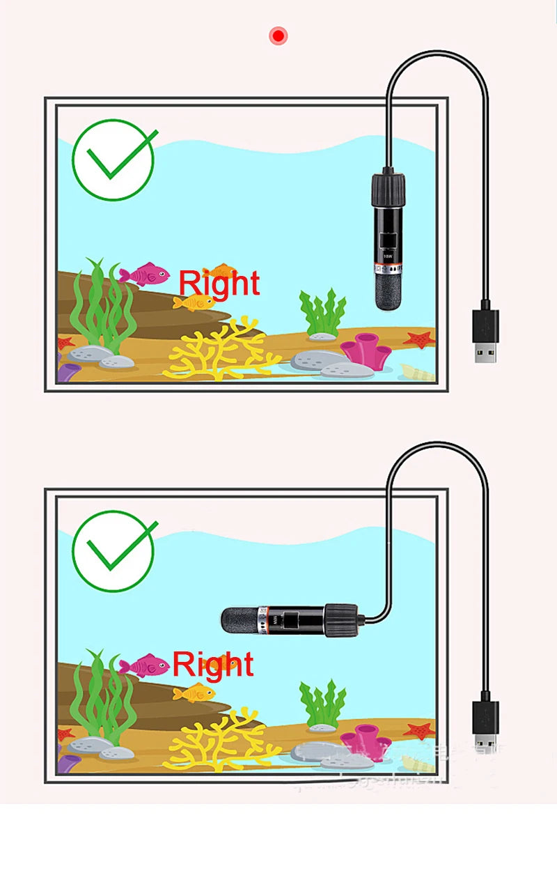 USB Mini Aquarium Heating Rod For Small Fish Tank 26°C Constant Temperature Aquarium Heater Submersible Thermostat Heater 10W