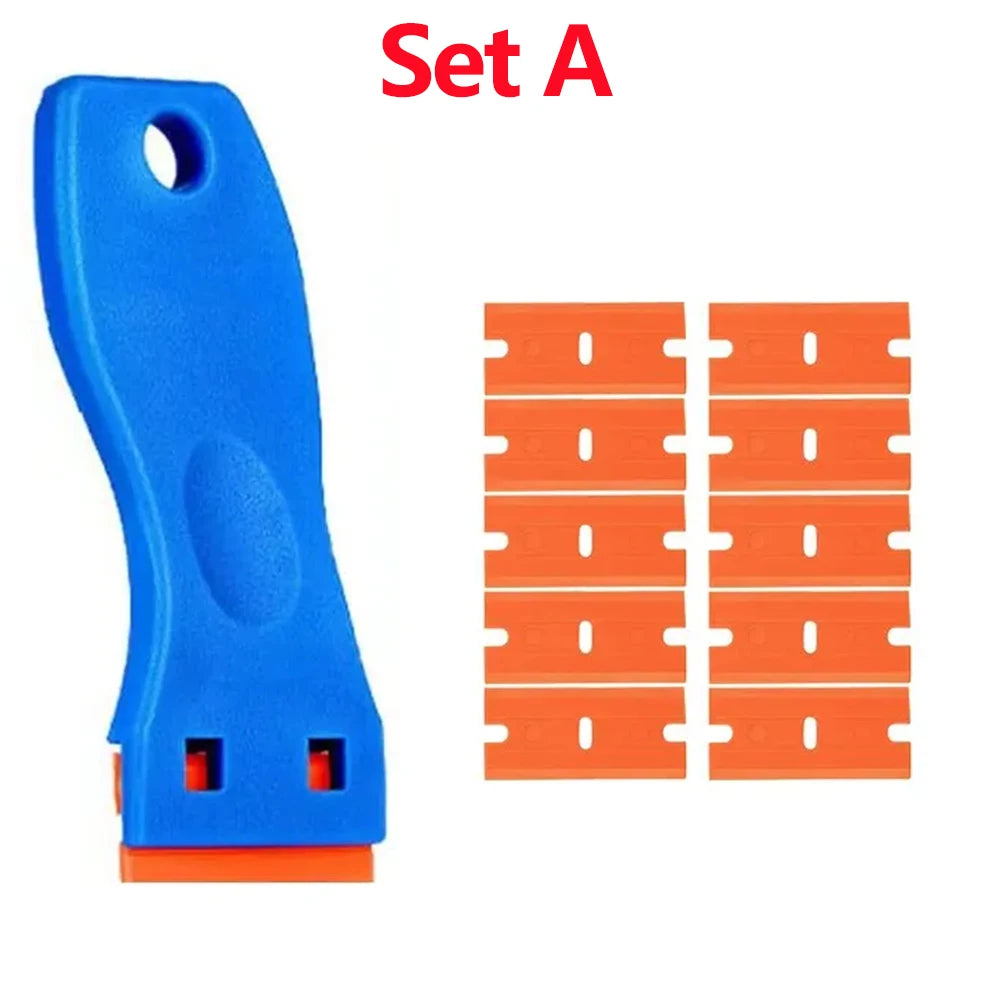 Plastic Razor Blade Scraper Tool Razor Scraper With Plastic Blades Cleaning Scraper Remover For Floor Stove Car Window Glass