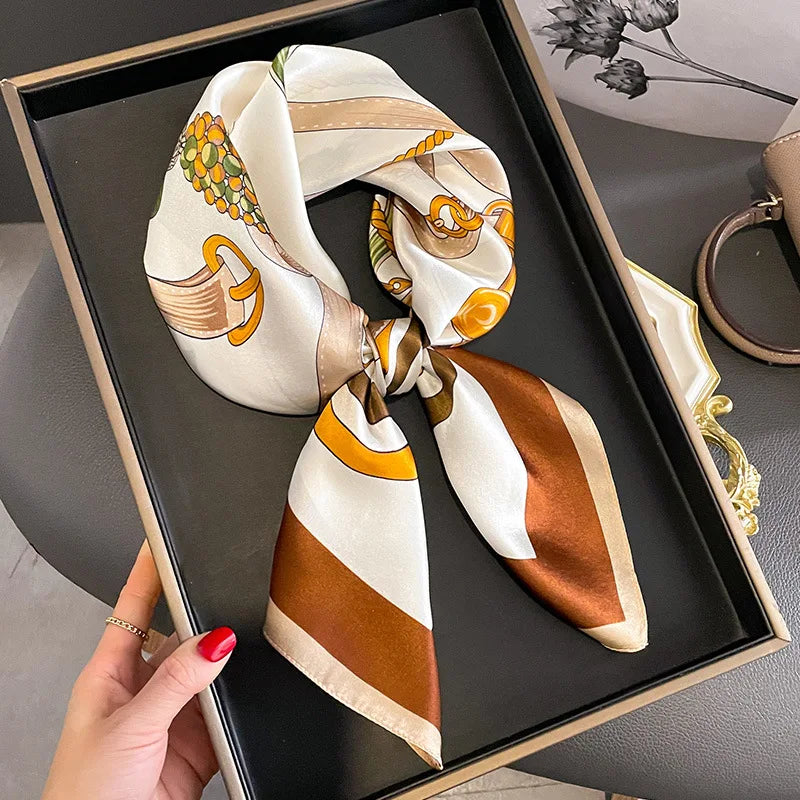 68cm Women's Simulated Silk Square Scarf Fashionable and Versatile High-end Scarfs Bag Clothing Accessories Square Scarf