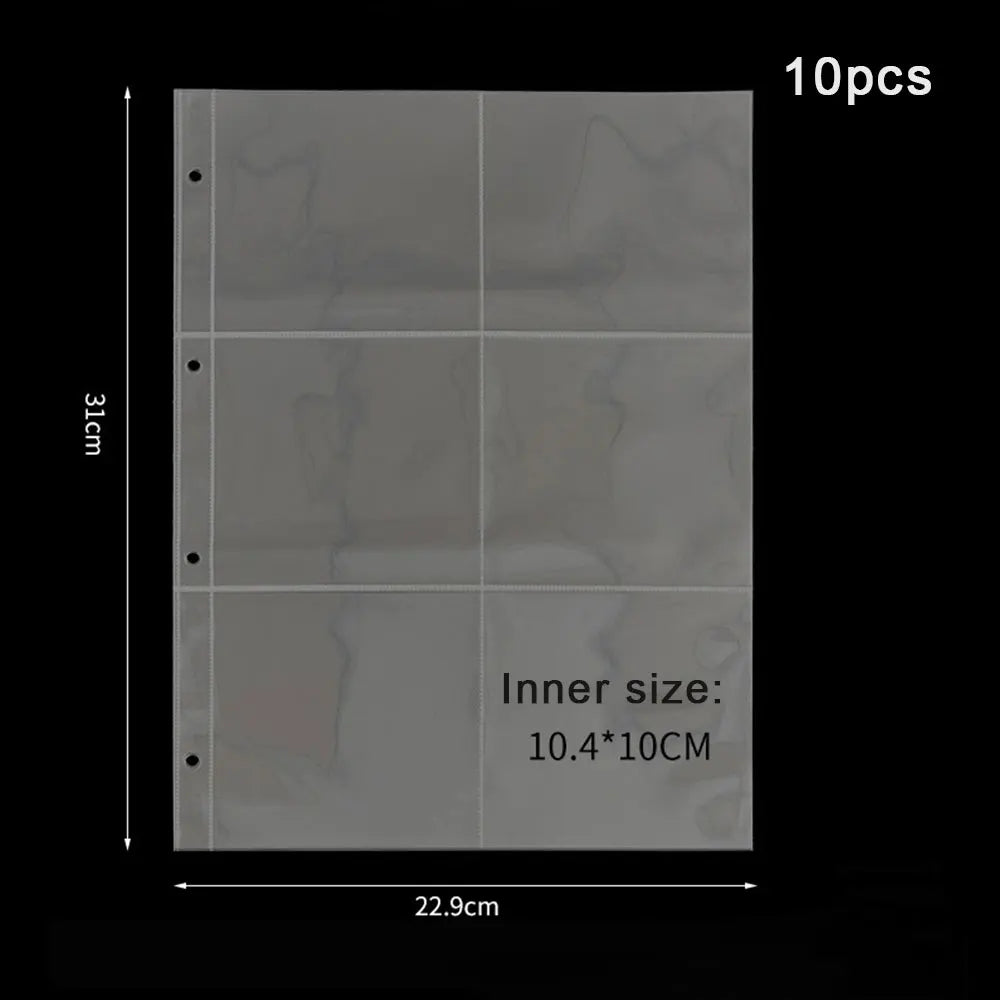 A4 Clear 10 Pcs Photo Album Refill Pages File Protector 4/11 Holes 6×4 8×10 4/11 Ring Binder Photocards Postcard Card Notebook
