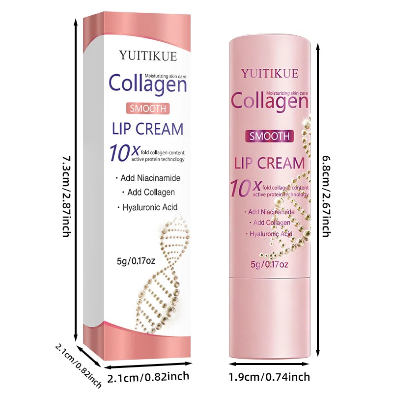 YUITIKUE 10X Collagen Lip Cream - Hyaluronic Acid & Niacinamide, Long-Lasting Hydration for Chapped Lips