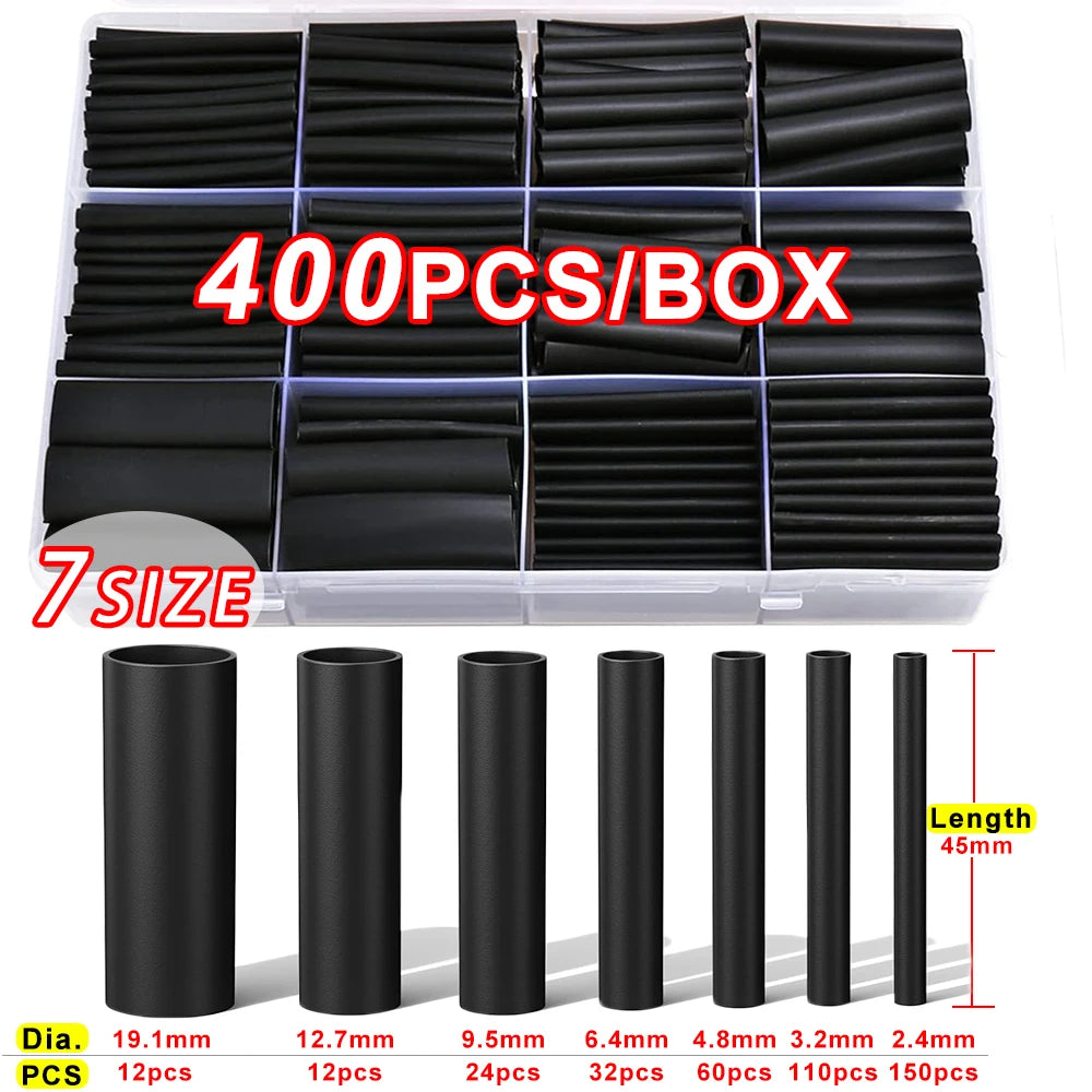 3:1 Ratio Heat Shrink Tubing Kit Black Adhesive Lined Wire Shrink Wrap Tube Industrial Wire Connector Cable Sleeves Protecter