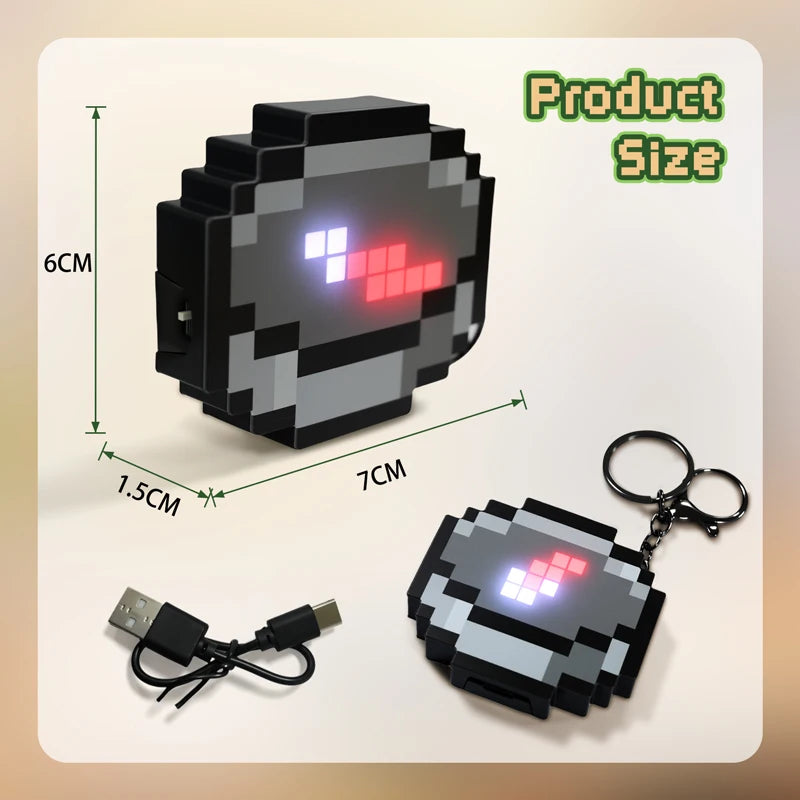Rechargeable Compass Pixel Wind Peripheral design Toy trinket Use Movable Compass Keychain Pendant Real-world Use Toys Gift