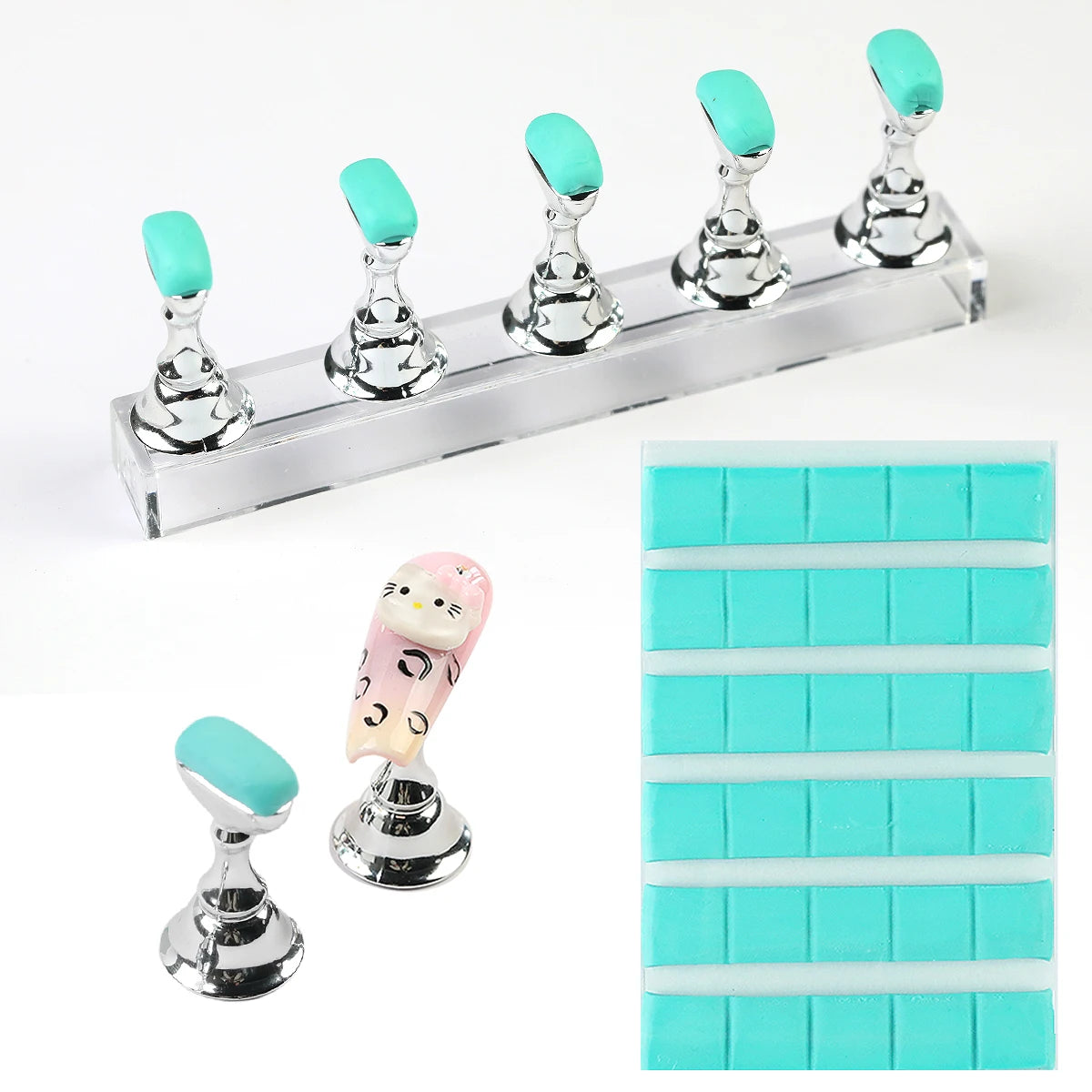 New 30Pcs PInk Green Nail Adhesive Glue Clay Reusable Tacky Gel,Use With Nail Art Practice Stand Manicure Tools Supplies