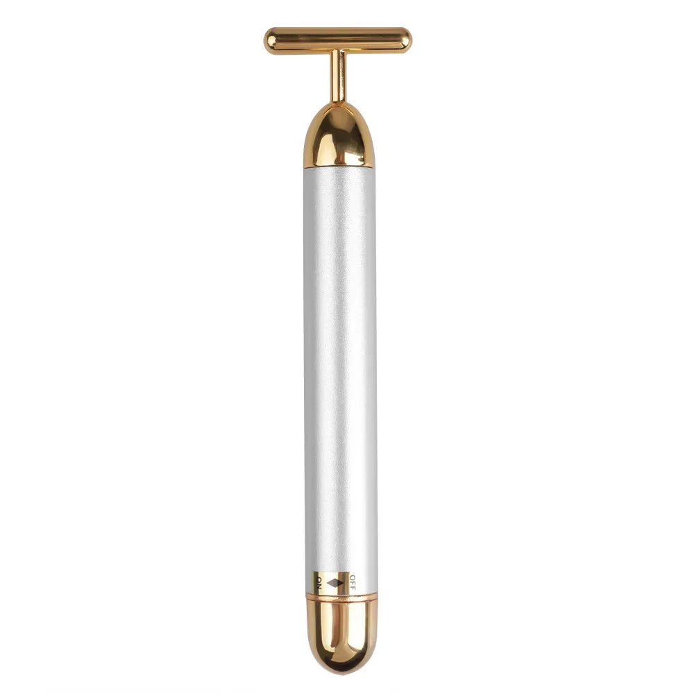 24K Electric Face-Lifting Rose Gold Stick T-Shaped Tacial Massager Skin Tightening Electric Beauty Instrument
