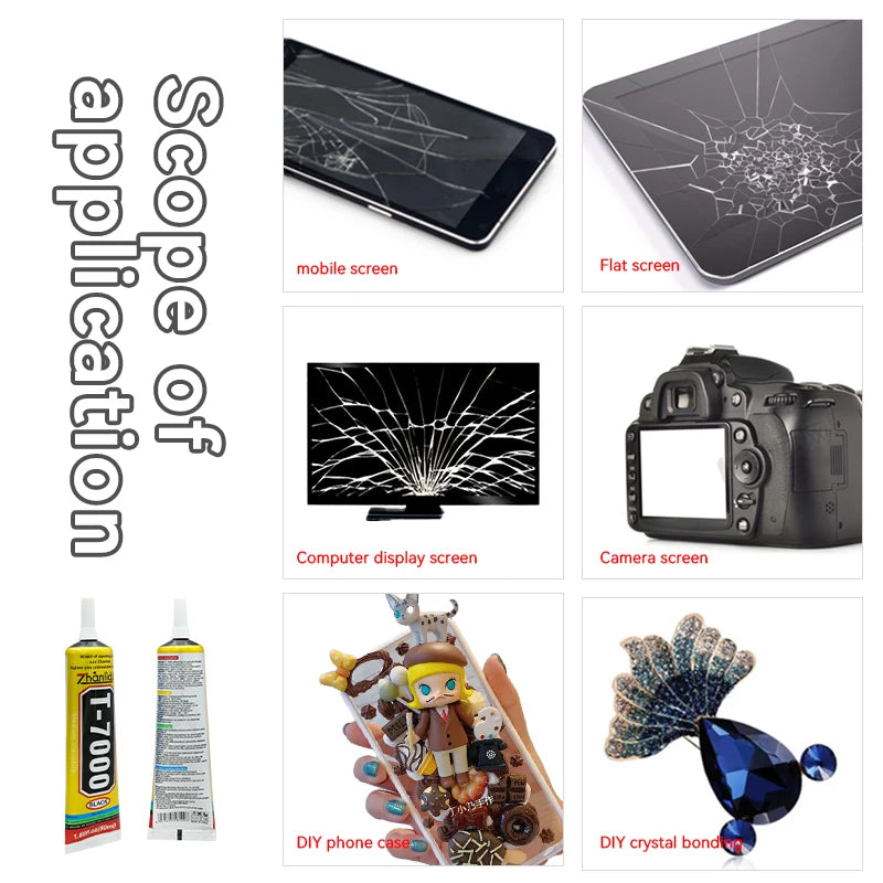 T7000 Black Contact Cellphone Tablet Repair Adhesive Zhanlida Strong T-7000 Glue 15ML 50ML 110ML with Fine Needle Outlet