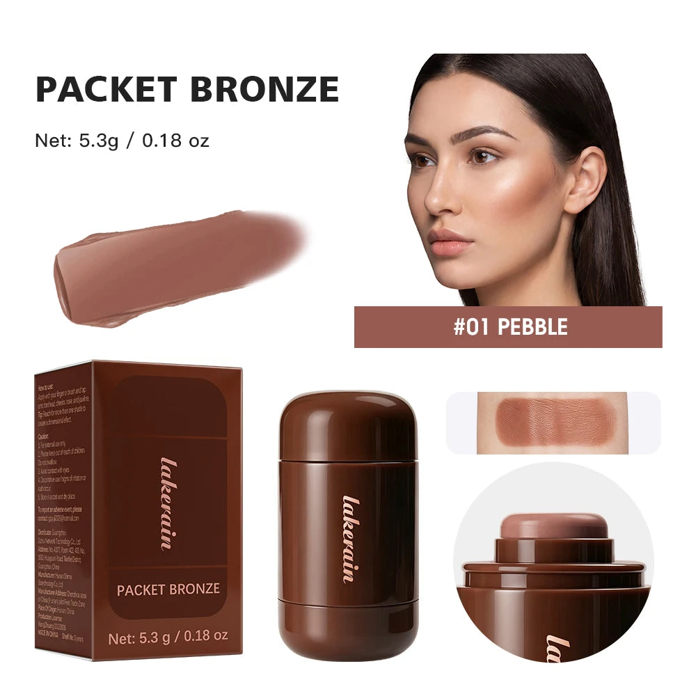 Contour Stick Packet Bronzer Cream Stick Blush & Bronzer with Highlight Brush Long-Lasting Makeup For 3D Face Contour