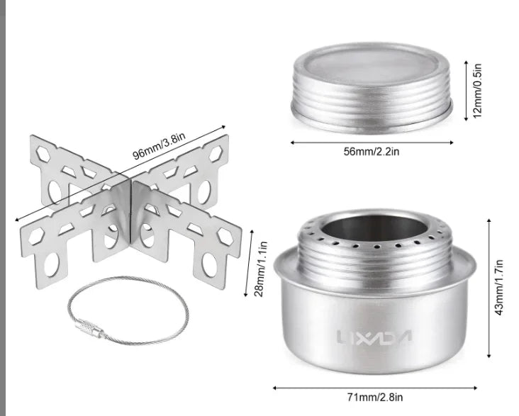 Portable Mini Aluminum Alloy Alcohol Camping Stove with Lid for Outdoor Hiking and Backpacking
