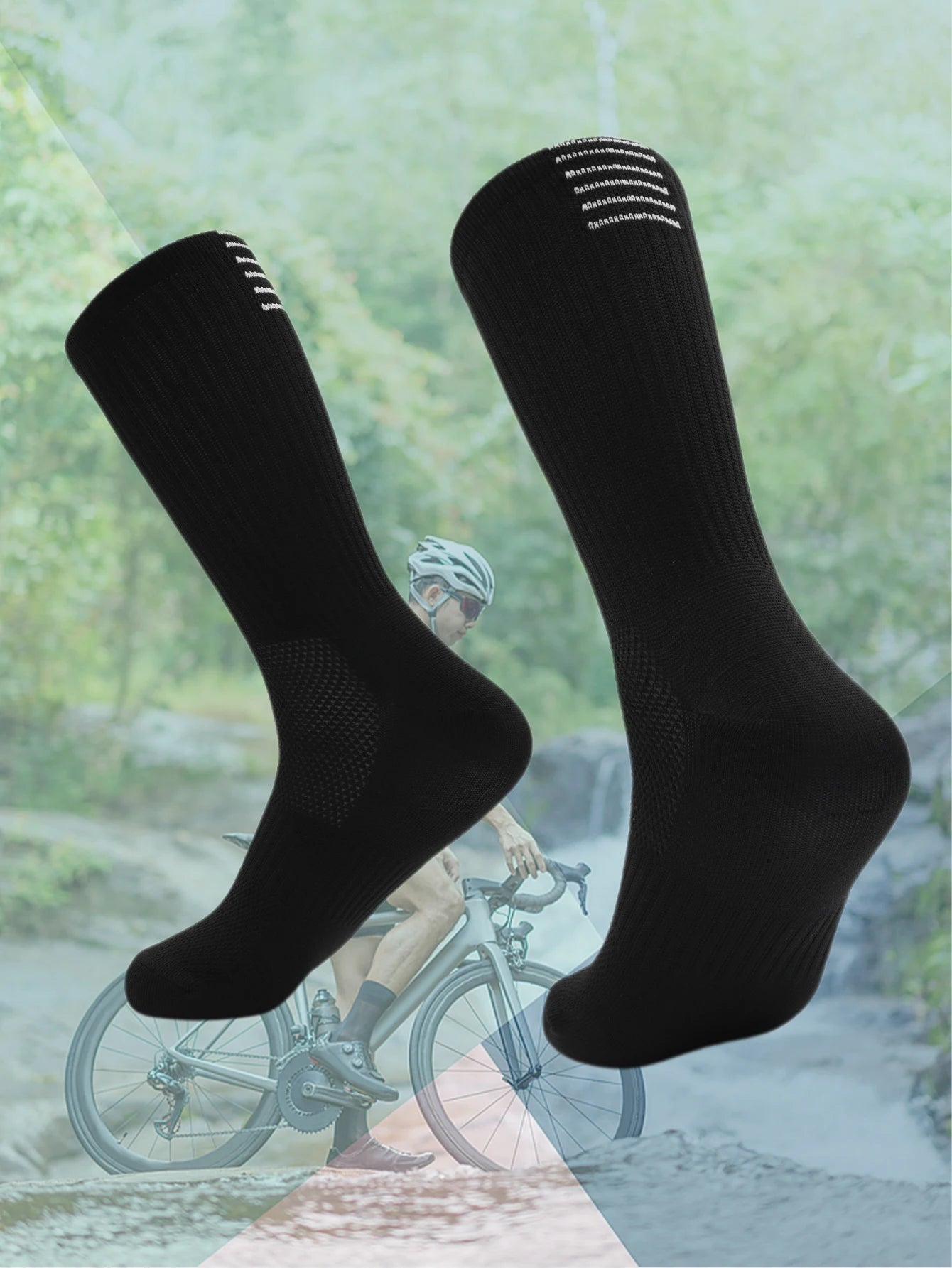 1 Pair Cycling Socks Compression Athletic Crew Running Socks Mens Womens Hiking Riding Bike Workout Climbing Sports