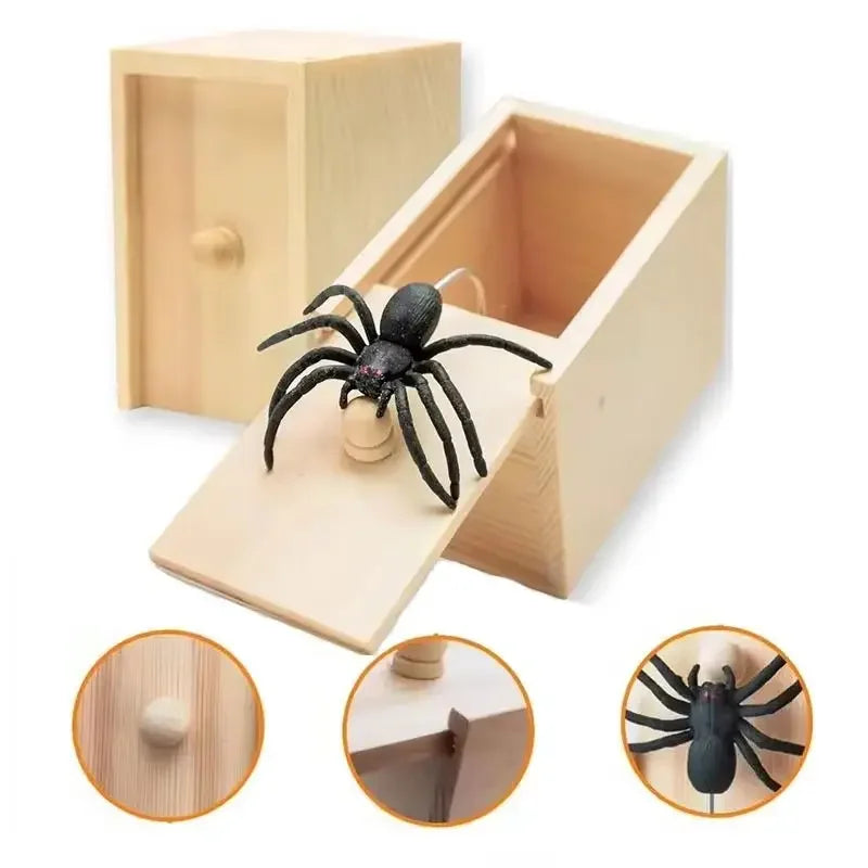 Trick Spider Funny Scare Box - Wooden Hidden Box Quality Prank Toy Fun Game Prank Trick for Friend Office Toys