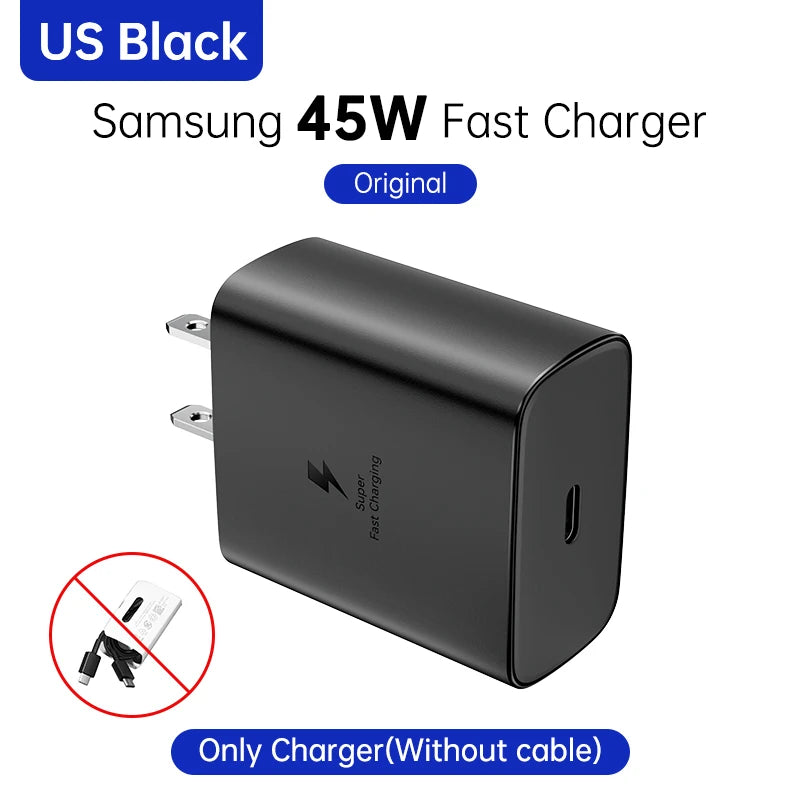 SAMSUNG Charger PD 45W Super Fast Charging Original 25W Wall Charger 5A Type C Cable Galaxy S26 S25 S24 S23 Ultra A54 A53 Note20