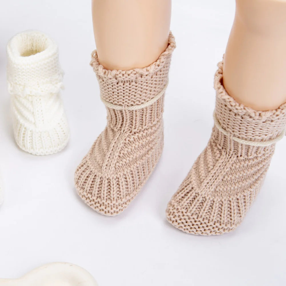 2Pcs/Pair Baby Knit Socks 0-12M Solid Cochet Walking Socks Newborn Photography Prop Infant Birthday Gift Handmade Boutique Sock