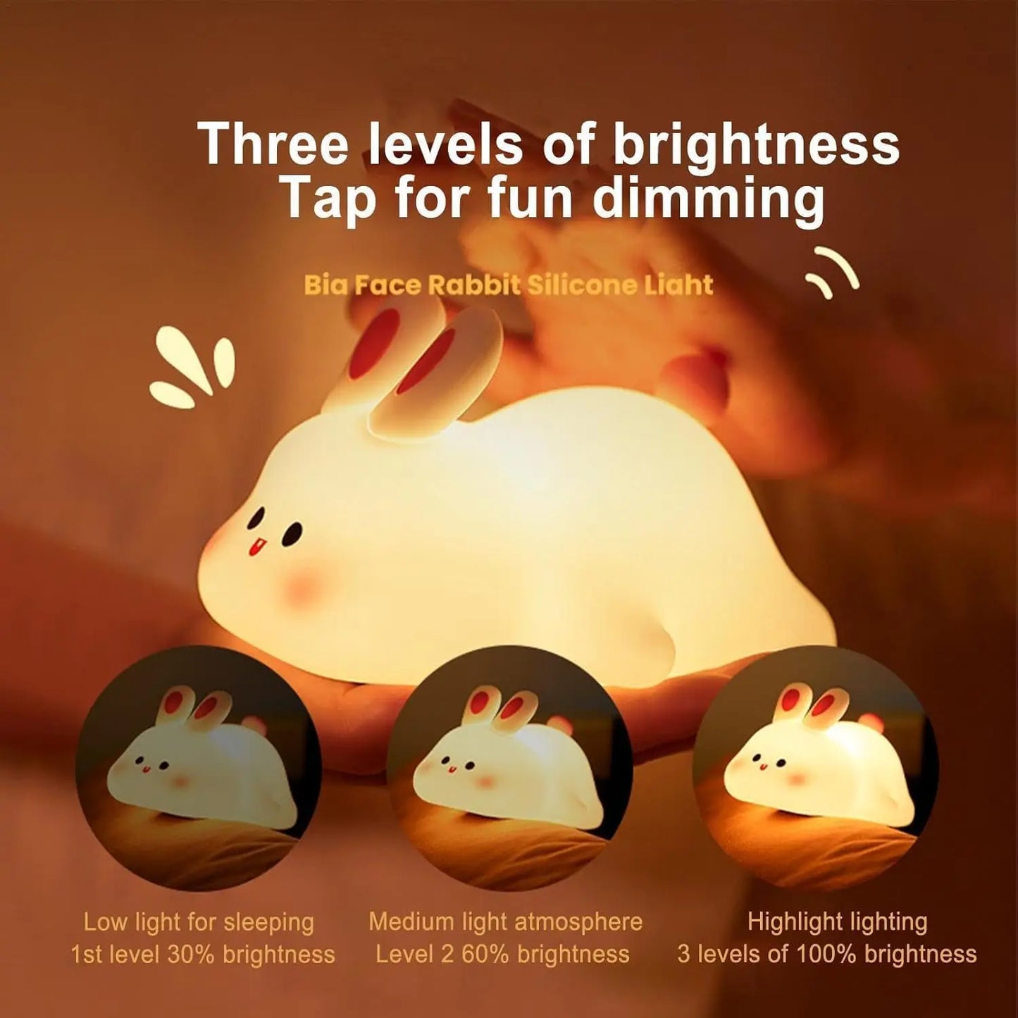 Cute Rabbit Night Light,Touch-Control Bedside Sleep Lamp,Timer, Animal Design,Ideal for Home Decor,New Year/Valentine's Day Gift