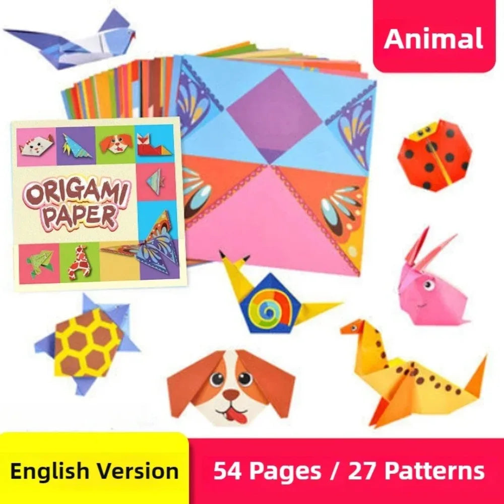 108 Pages Montessori Toys Cartoon Animal Origami Paper DIY Kids Craft Toy Handcraft Parper Art Educational Toy for Children Gift