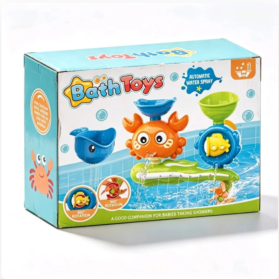 Suction Wall-Mounted Water Flow Spinning Play Set Multi-Spray Rotatable Interactive Water Gadge