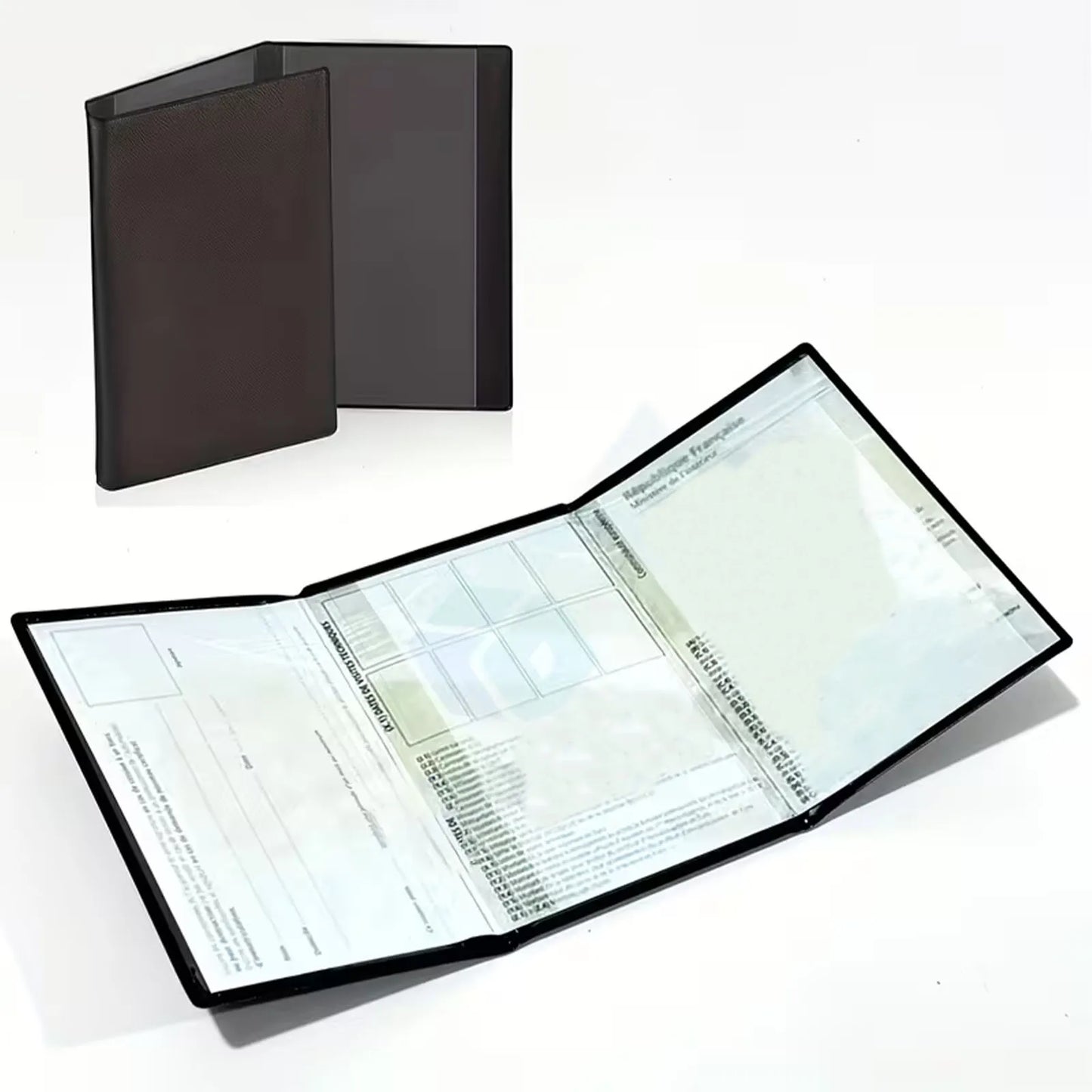 1/2-Pack Vehicle Registration & Insurance Card Holder - Transparent Plastic Document Sleeve for Car/Motorcycle Papers (Black)