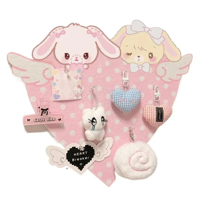 1Pc Cute Cartoon Bunny Felt Decoration Cork Board Wall Photo Message Board Wall Punch-free No Damage The Wall Room Decoration