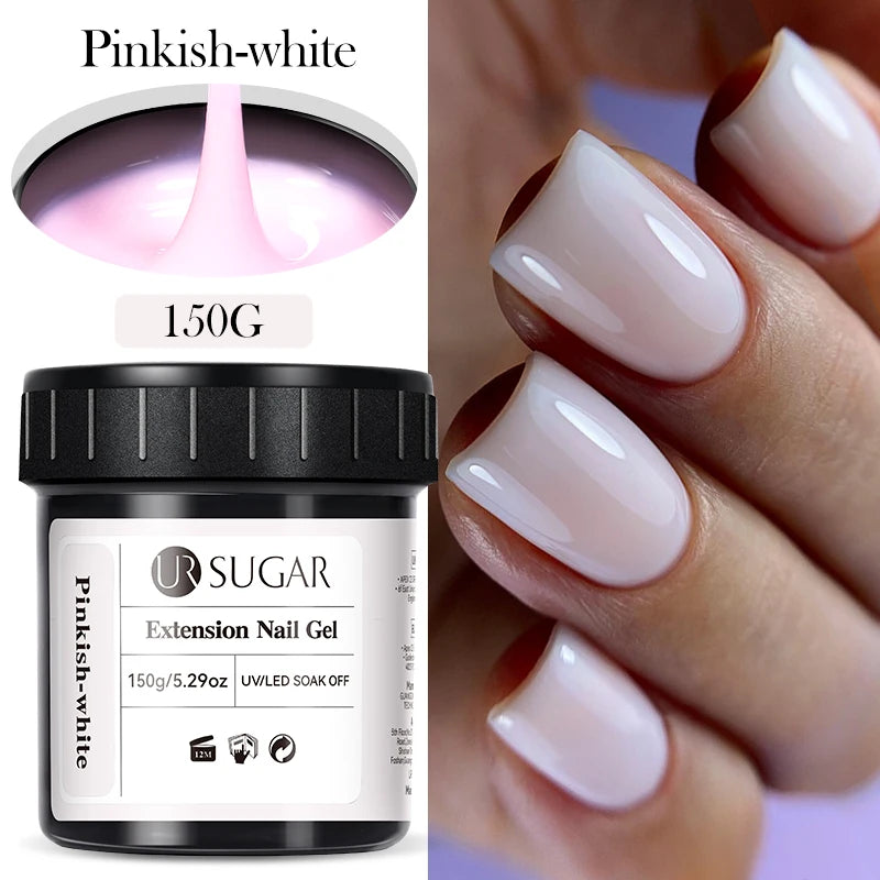 UR SUGAR 150g Transparent Nail Extension Gel Jelly White Light Pink Acrylic French Nail Art UV LED Gel Semi Permanent Manicure