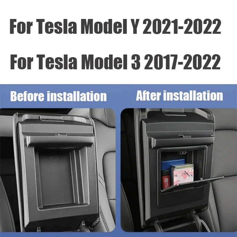 New Car Center Console Armrest Case Button Hidden Keys Card Storage Box For Tesla Model 3 Y 2019 2020 2021 2022 2023 Accessories