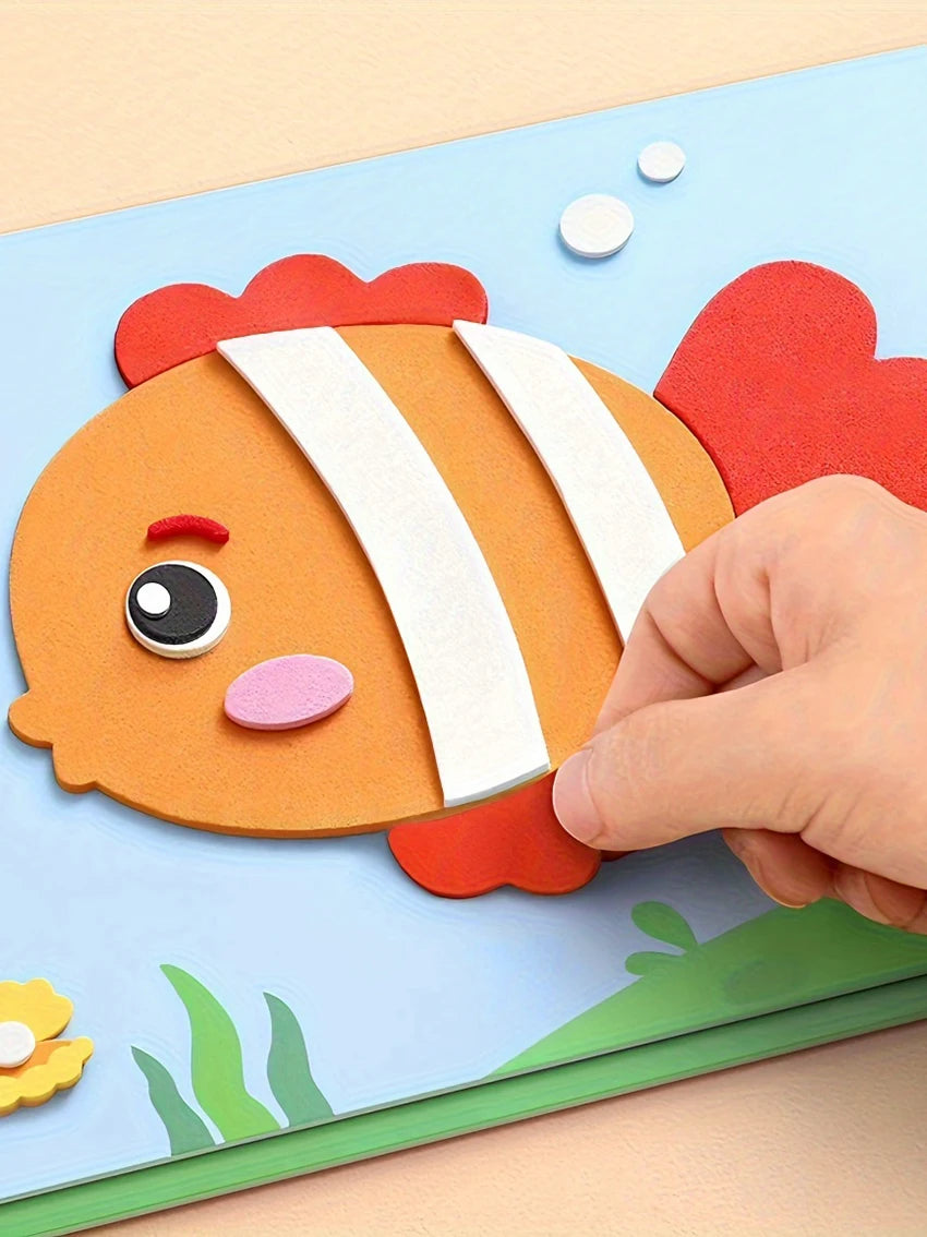 10 piece 3D EVA foam sticker set, DIY cartoon animal learning education painting sticker, art classroom painting puzzle handicra