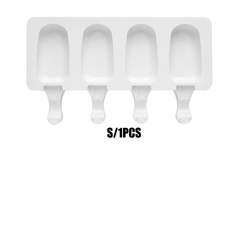 4Pcs Large Silicone Popsicle Molds Set,4 Cavities Oval Cake Pop&Ice Cream Bar Molds,Homemade Ice Making Kit with Wooden Sticks