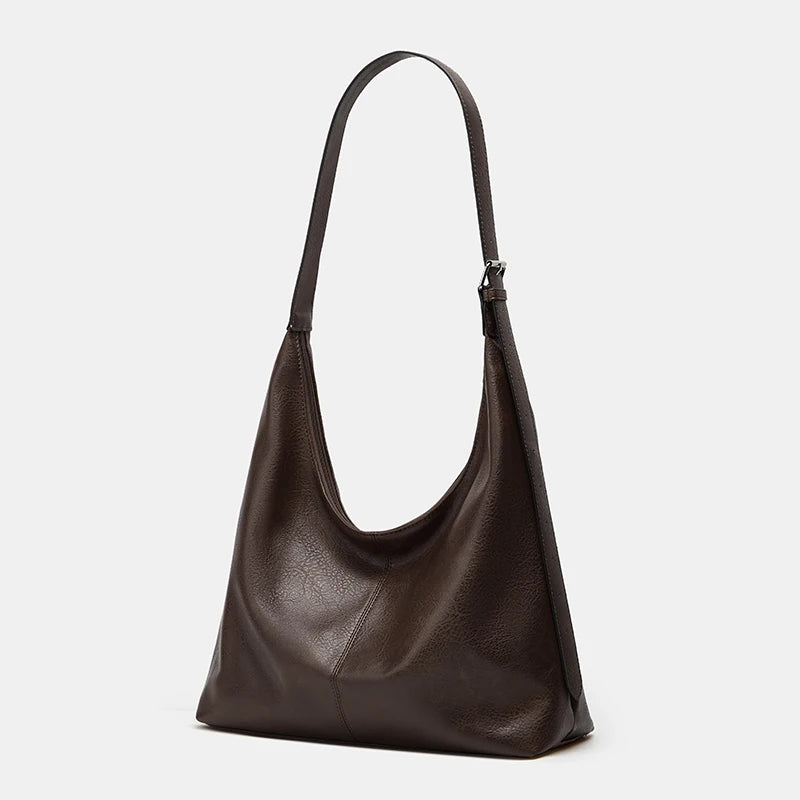 Trendy Casual Soft Pu Women's Handbags Solid Color Large Capacity Female Shoulder Bag Retro Tote Bag for Commute Shopping