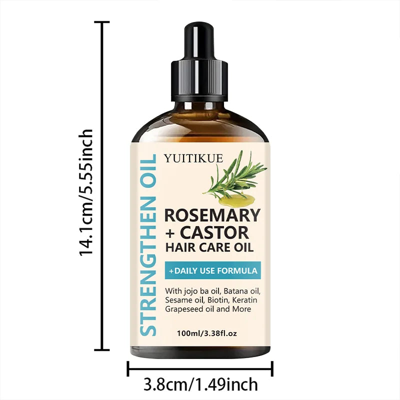 YUITIKUE Rosemary + Castor Strengthening Hair Oil - Daily Use Hair Care Oil with Jojoba & Batana Oil for Hair Growth