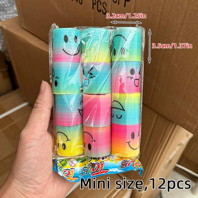 12/24 Rainbow Magic Springs Circle Toys Kids Birthday Party Favors Guests Giveaway Small Gifts Pinata Fillers Flexible Funny Toy