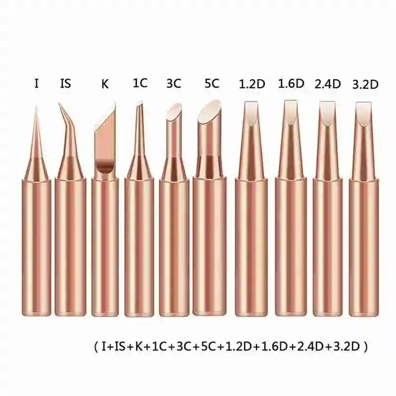 10Pcs Soldering Iron Tip Pure Copper 900M Soldering Iron Head Set Inside Hot Bare Copper Electric Soldering Iron Welding Tools