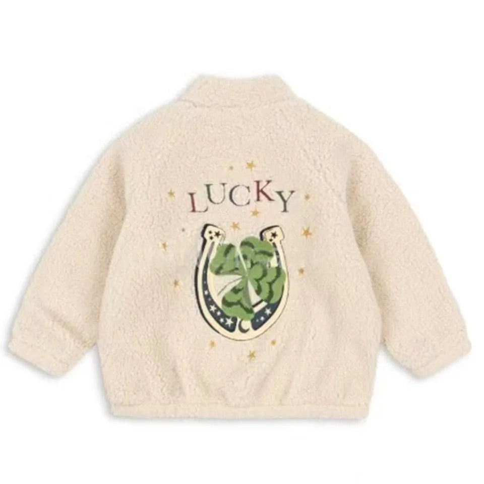 2026 KS Brand Winter Baby Girls Boys Lambswool Cherry Jackets Kids Clothes Boys Sequin Cartoon Outerwear Children's Coats 1-9Yrs