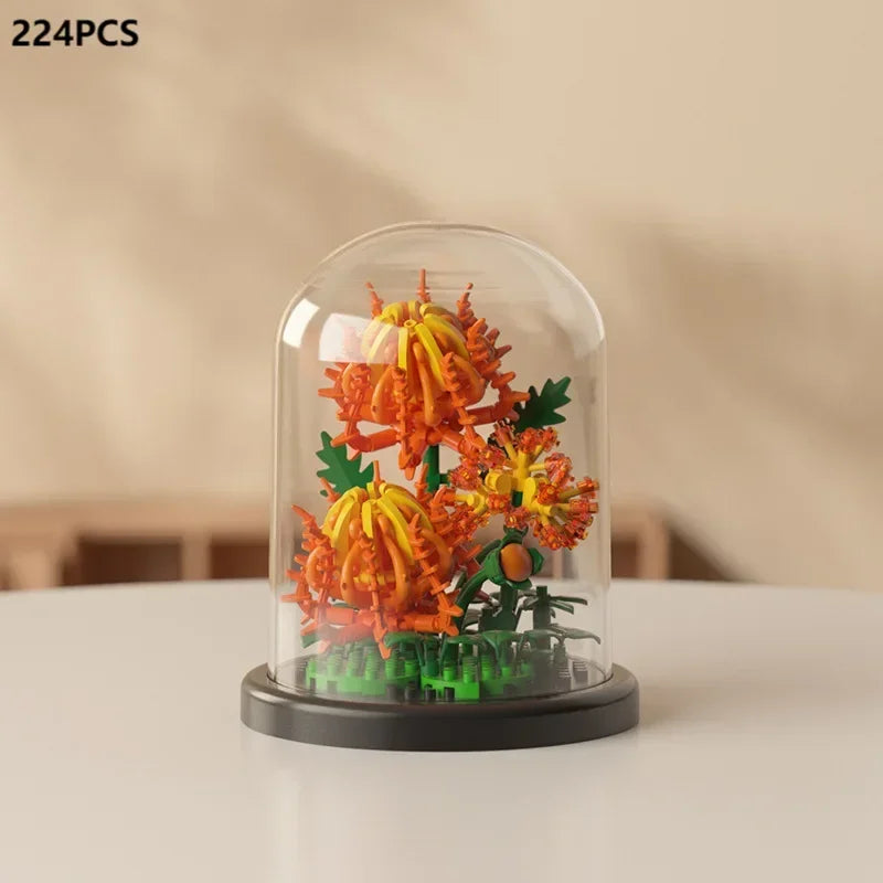 MOC Eternal Bouquet Rose Building Blocks Flower Building 3D Set DIY Eternal Bouquet Display Box Brick Toy for Home Office Decor