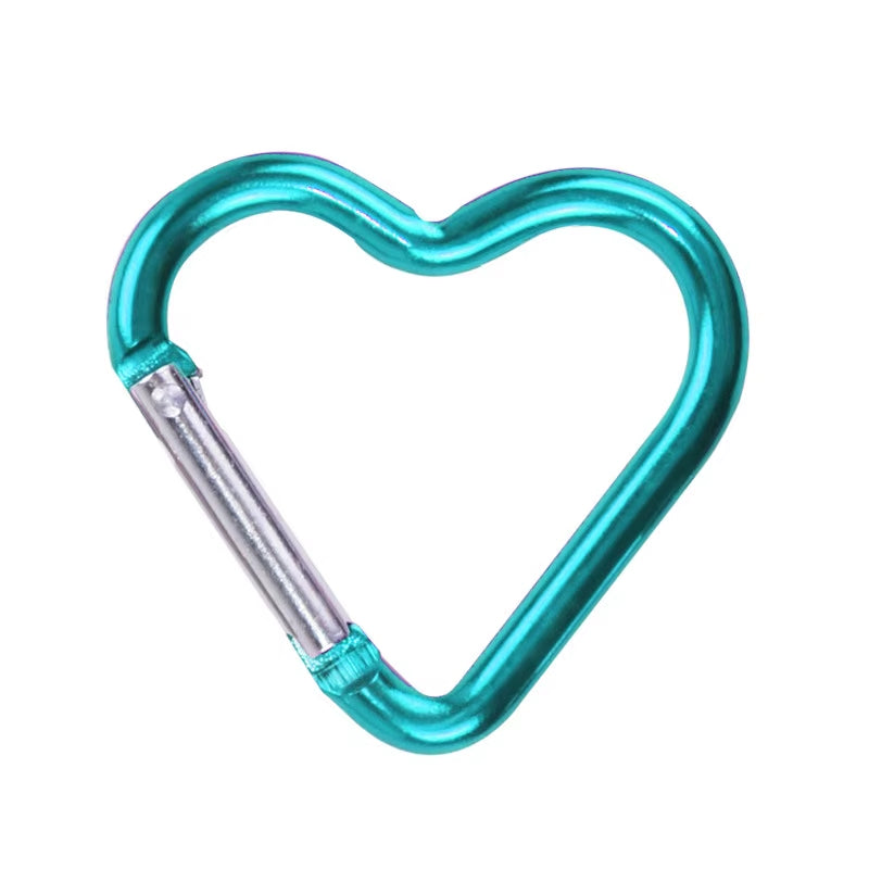 1 Pcs Heart-Shaped Aluminum Carabiner Key Chain Clip Outdoor Keyring Hook Water Bottle Hanging Buckle Travel Kit Accessories