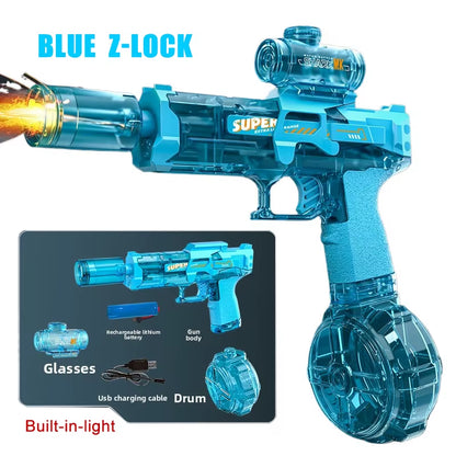 Simulated Firing and Recoil Electric Water Gun Toys Children Automatic Sensor Lights Water Pistol Outdoor Beach Kids Toy Gift