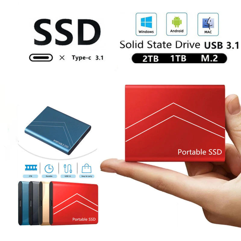 SSD External Hard Drive 16TB  30TB 2TB Storage Device Hard Drive Type-C USB 3.1 Mobile Hard Drives For Laptop Microcomputer Desktop