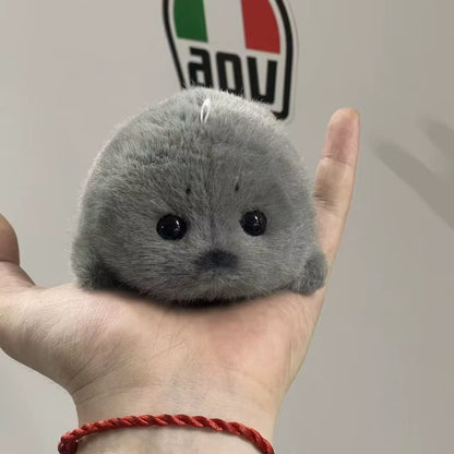 Soft Grey Seal Plush Keychain White Seal Plushies Animal Pendant Fashion Stuffed Doll Keyring Car Key Accessories Car Ornaments