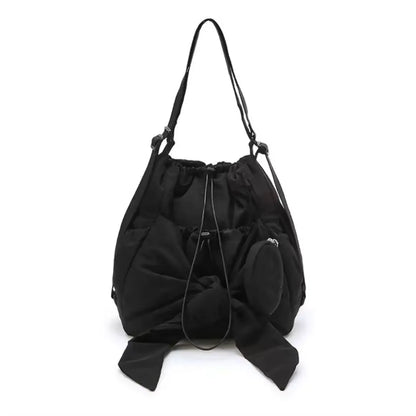 Women Bag Nylon High-Capacity Fashion Casual Backpack Bow Drawstring Shoulder Bag Handbag All-Match
