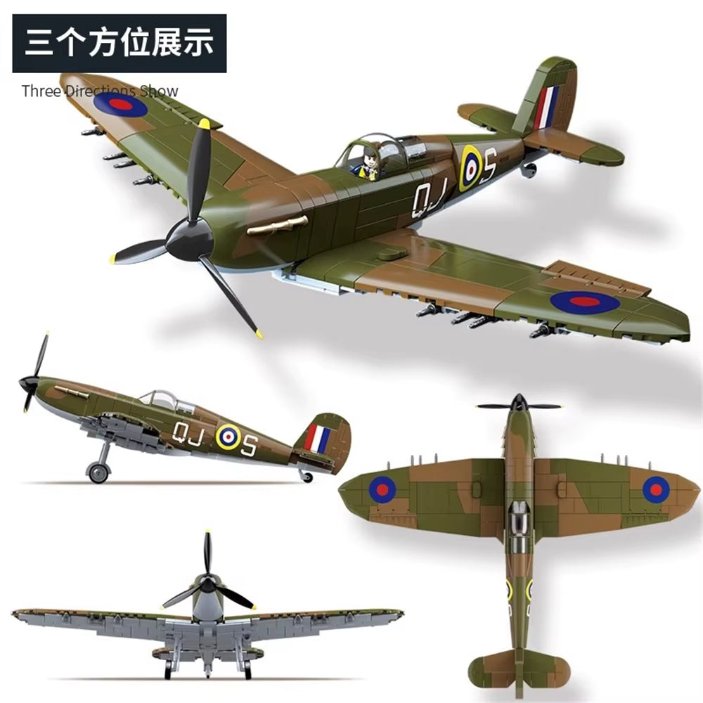 World War 2 WW2 Army Military Soldiers SWAT UK: Spitfire Fighter F MK. La Type Model Building Blocks Bricks Children'S Toys Gift