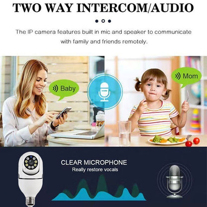 1080P Smart WIFI Wireless Full-color Light Bulb Camera 360° Panoramic E27 110-240V Home High-definition Night View Security Network Monitoring