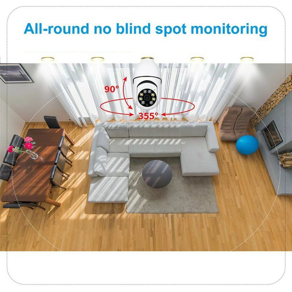 1080P Smart WIFI Wireless Full-color Light Bulb Camera 360° Panoramic E27 110-240V Home High-definition Night View Security Network Monitoring